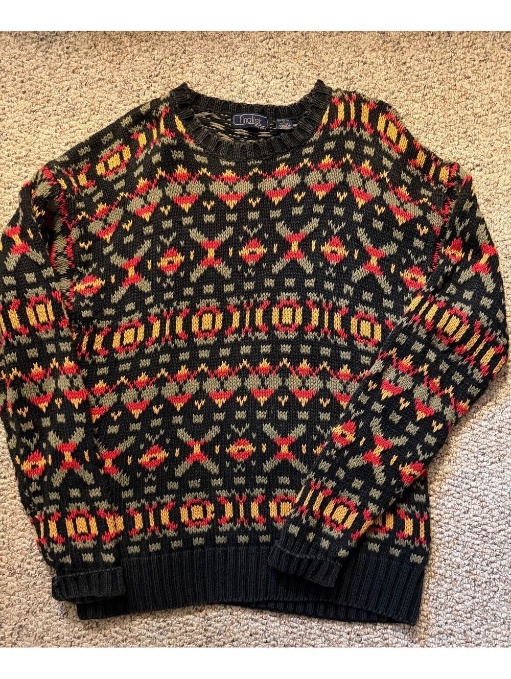 Finalist vintage 90s mulitcolor pattern grandpa sweater knit